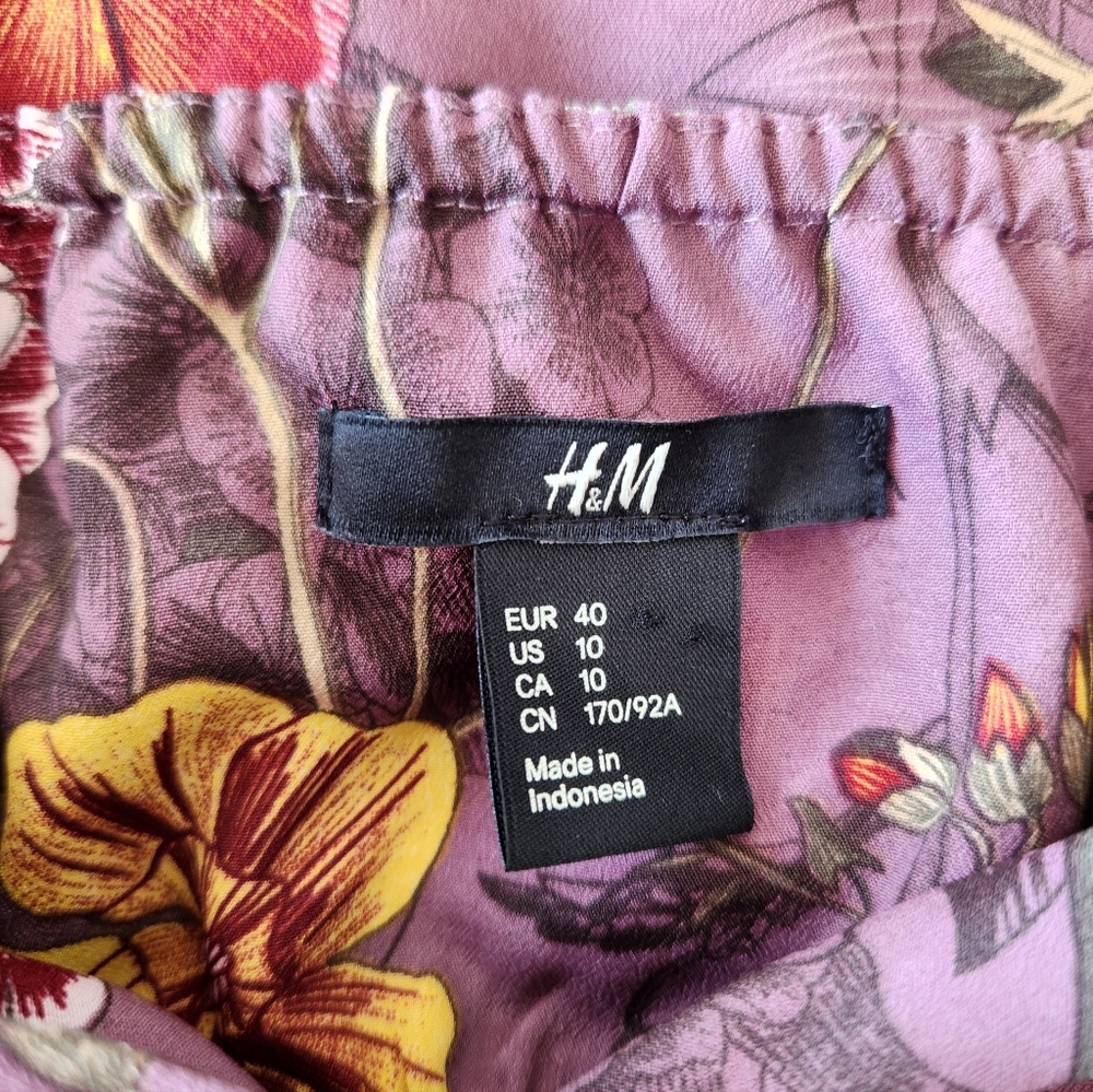 H&M Purple Floral Midi Dress with Yellow Accents - Picture 7 of 10